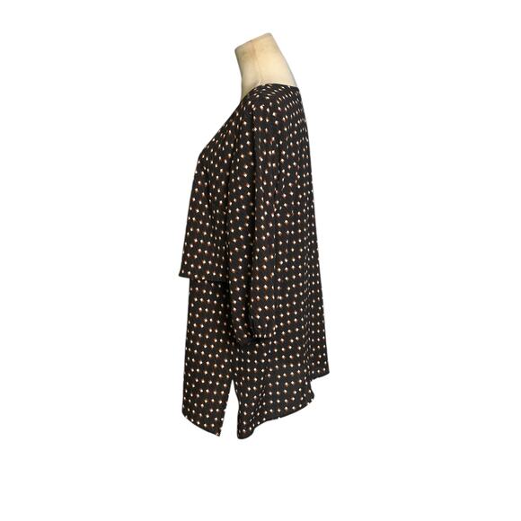 APT. 9 Black brown geometrical print layered asymmetric tunic blouse size Large - Picture 6 of 16
